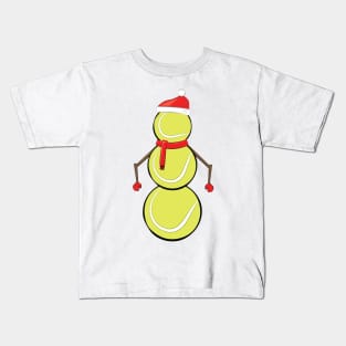 Funny Christmas Tennis Snowman Kids T-Shirt